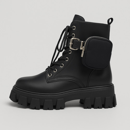 Ladies black boots womens lace - boots,