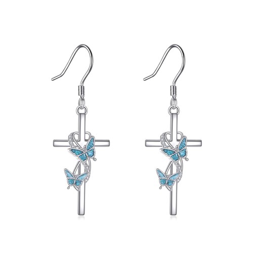 Butterfly cross earrings 925 - butterfly,