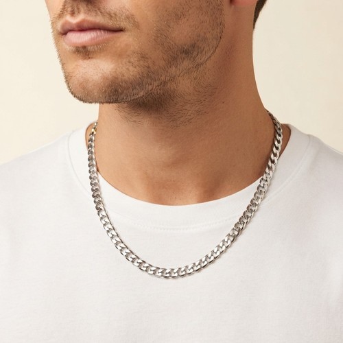 Thick 7mm silver cuban link - silver,