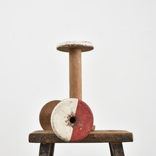 Antique Vintage Pair of Large Antique Wooden Bobbins