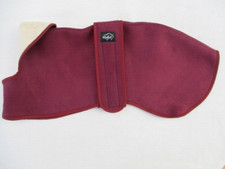 WOODLANDS 21" 53m WHIPPET COAT BURGUNDY FAUX SUEDE OUTER /  CREAM FLEECE LINING