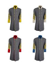 CONFEDERATE FROCK COAT, OFFICERS, DOUBLE BREASTED,BLUE SIZE 34 -54, NEW