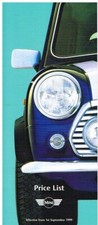 MINI Mk7 1.3i / COOPER 1.3i  & SPORTS / P.SMITH ORIG. 1998 FACTORY UK PRICE LIST