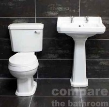 Carlton Traditional Victorian Toilet & Basin Sink Set Bathroom Suite WC Inc Seat