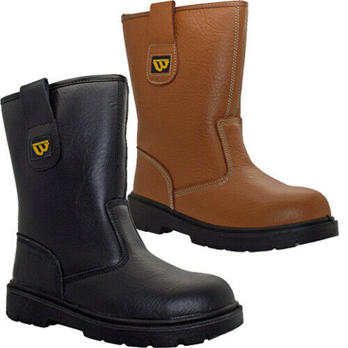 Mens leather safety steel toe - steel,