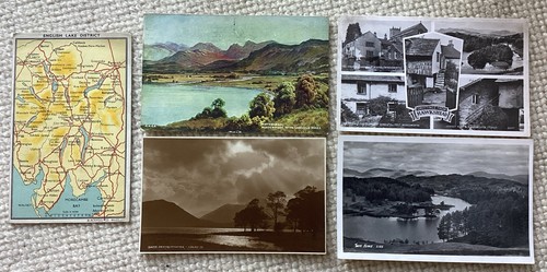 Five vintage postcards - postcards, lake