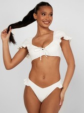 Boux Avenue Bikini Briefs Women's Sofia High Leg Frill Bottoms Ladies Swimwear