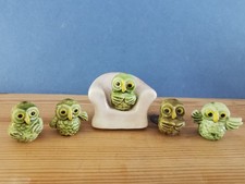 5 Miniature Green Owls