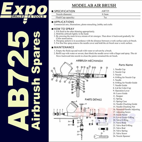 Ab725 airbrush spares full - ab725,