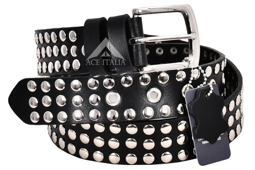 Men leather belts studded - leather,