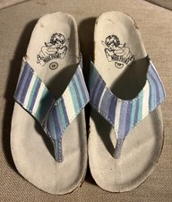 Miss Fiori Kids Child Size 12 Blues Whites Turquoise Flip Flip Beach Summer Shoe