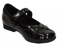 Clarks Dolly Shy Infant Girls Black Patent Leather School Shoes UK 7 F New