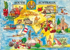 Adelaide Cartoon Map Postcard