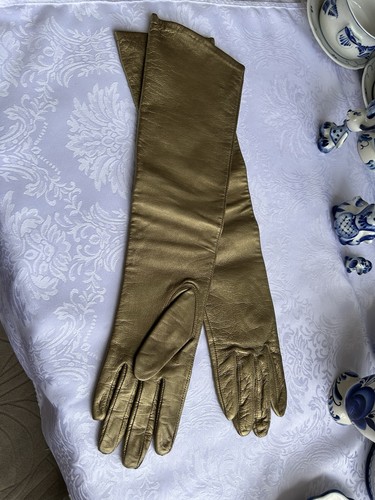Gold leather gloves for - gold,