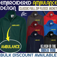 AMBULANCE EMBROIDERED FULL ZIP FLEECE JACKET MEDICAL FIRST RESPONDER HEALTH CARE