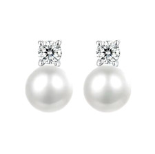 1ct Earrings 18K Gold Pearl