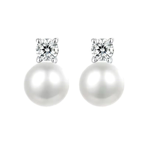 1ct earrings 18k gold pearl - gold,