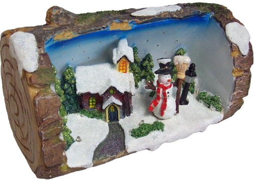 Christmas log scene ornament - log,