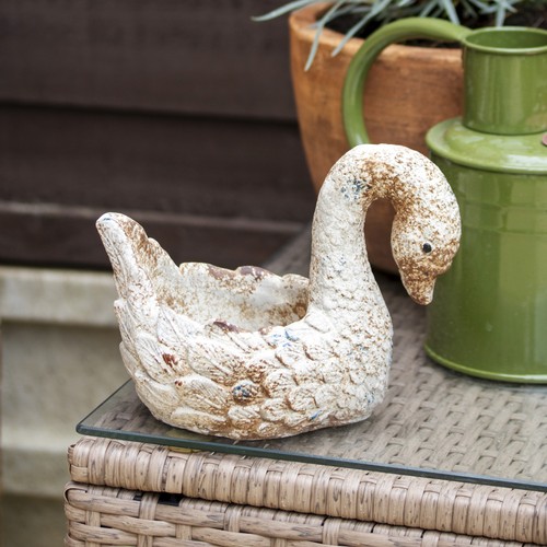 Distressed swan planter - distressed,