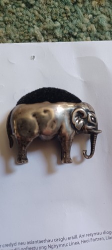 Silver elephant miniature pin - elephant,