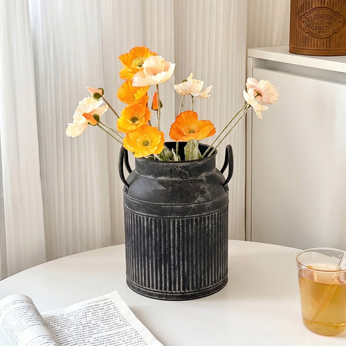 Rustic metal flower vase - metal,