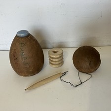 Antique Vintage Wood Darning Egg Sewing Kit Thimble Needle Hook Set