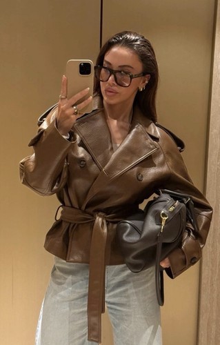 Zara short faux leather - faux, trench