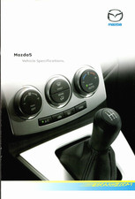 Mazda 5 Specifications 2005-2006 UK Market Brochure Sport, TS2 & TS 1.8 2.0 2.0D