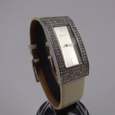 DKNY Watch Ladies  NY-9131 Mirror Dial Stainless Steel Gem Set Leather Strap