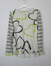 White Stuff Womens Clara long Heart print  Sleeve jersey T Shirt Top Size 6 - 20