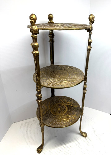 Vtg ornate tier brass gold - vtg,