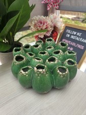 SIA Art Studio Pottery Green Coral Style Abstract Unique Stem Vase Ornament