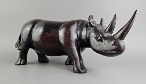Ebony wooden white rhino - wooden,