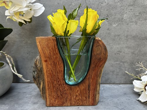 Wooden wedge vase - wooden,