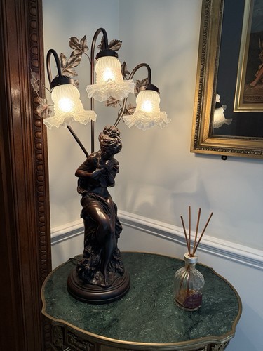 Bronze table lamp lady with - lady,