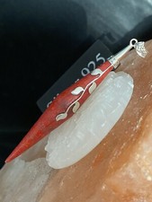Silver Red Stone Horn Of Life  Pendant And Silver Chain