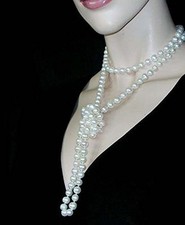 Long Pearl Rope Bead Necklace