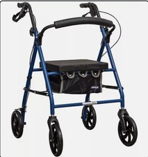 Aidapt Lightweight 4-Wheel Rollator Walker Blue Seat Bag Frame like careco