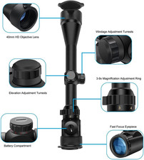 Rifle Scope 3-9X40 EG Red & Green Illuminated Sight with Flip Cover