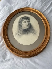 Large Antique Charcoal Drawing