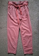 Primark Size 12 Paperbag Waist Mom Jeans  Pink Denim High Waist L27" With Belt 