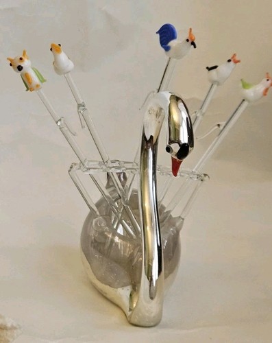 Vintage silver glass - silver, swan
