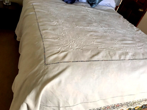 Antique hand embroidered - antique, white