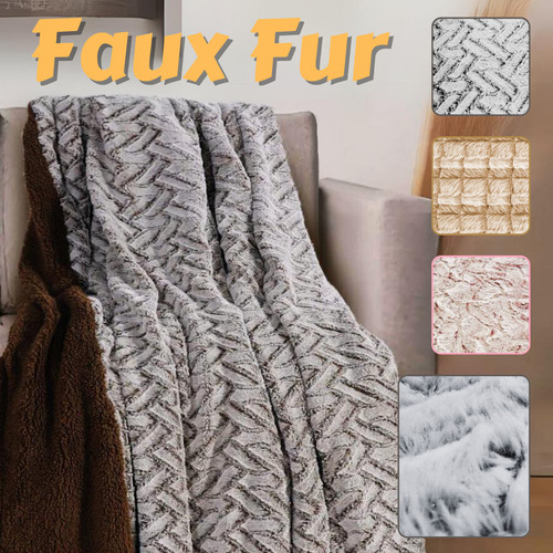 Faux fur fleece throw - fur,