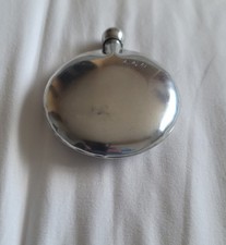 antique round pewter hip flask