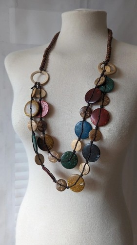Chunky boho necklace brown - chunky,