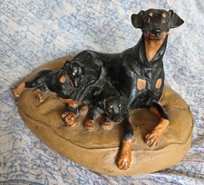 Heredities doberman with puppies PJS193 by J Spouse 1988, well crafted SO CUTE!