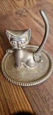 Silver Plated Cat Figurine/made In Hong Kong/ Ring Holder 