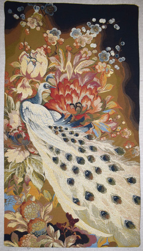 53x29 white peacock tapestry - white,