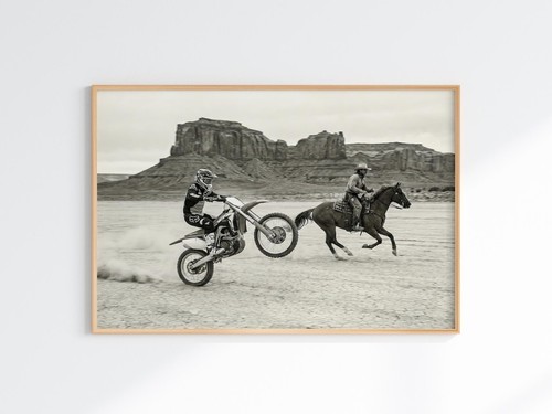 Cowboy and motocross desert - cowboy,